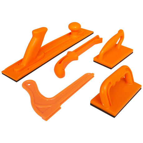 Safety Woodworking Push Block and Stick Package 5 Piece Set In Safety Orange Color, Ideal for Woodworkers and Use On Router Tables, Jointers and Band Peachtree Woodworking Supply
