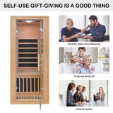 Infrared Home Sauna Room 1-2 Person Hemlock Wooden Indoor Sauna Spa，1200W/110V Low EMF Heaters,10 Minutes Pre-Warm up,Time and Temp Pre-Set, New Year Homsido