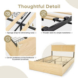 Natural Rattan Queen Bed Frame with 4 Storage Drawers and Sturdy Steel Support XIAO WEI