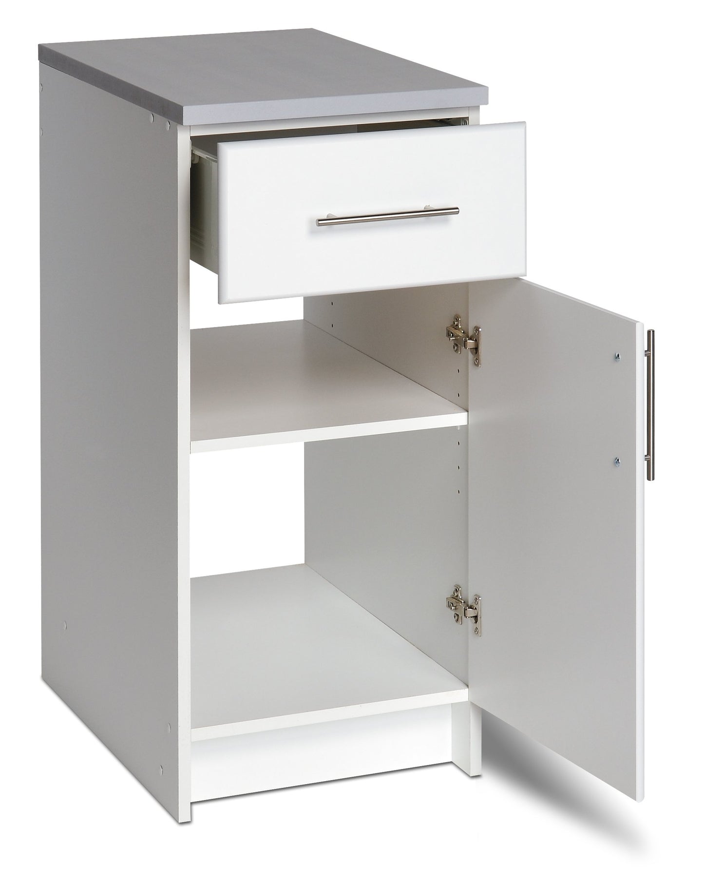 Prepac Elite 16" Storage Cabinet, White Storage Cabinet, Base Cabinet, Bathroom Cabinet with 1 Drawer and Adjustable Shelf 24" D x 16" W x 36" H,