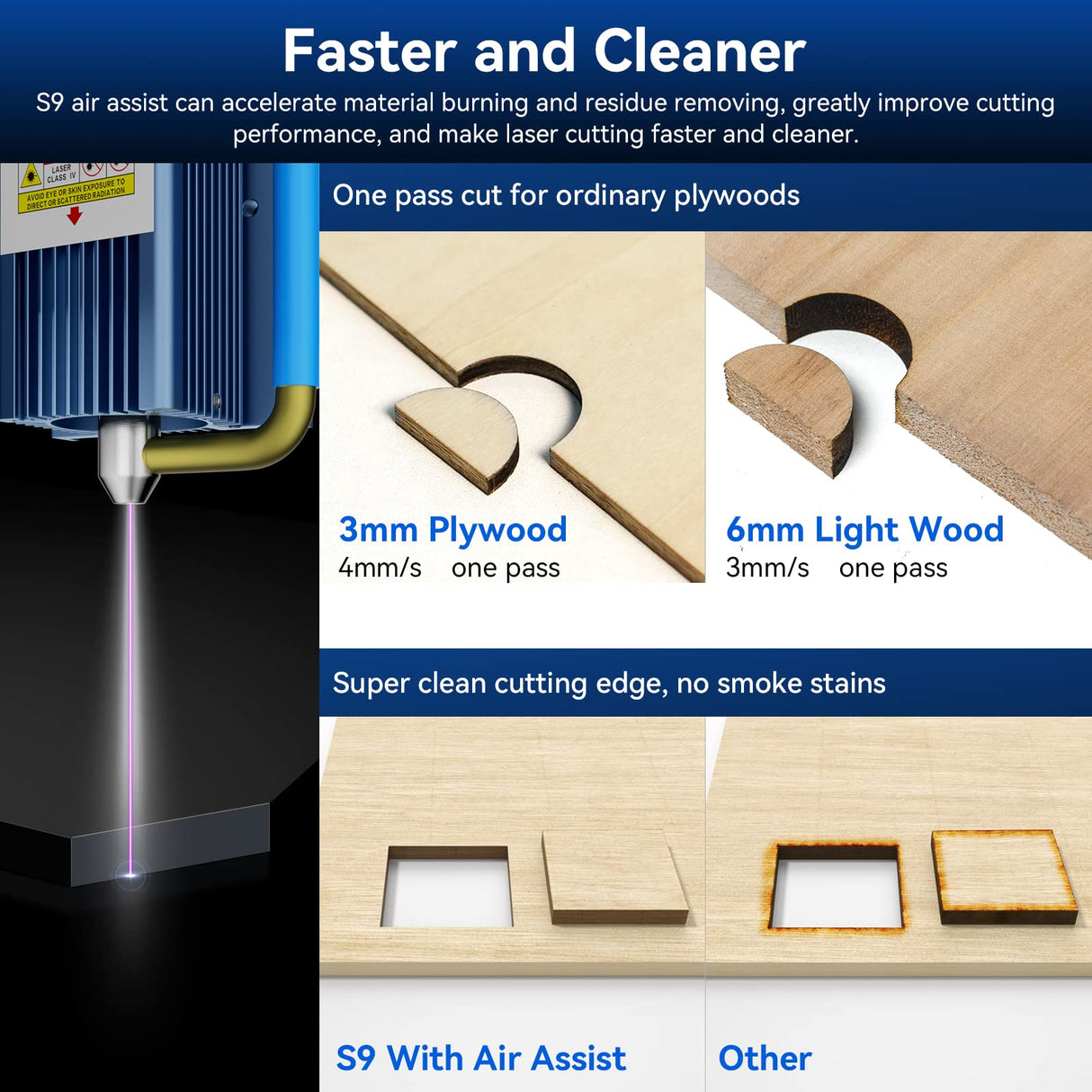 SCULPFUN S9 Air Assist Nozzle,SCULPFUN S9 Laser Engraver Upgrade Accessories,Metal Structure,Easy to Install,Clean Cutting Engraving Wood Acrylic SCULPFUN