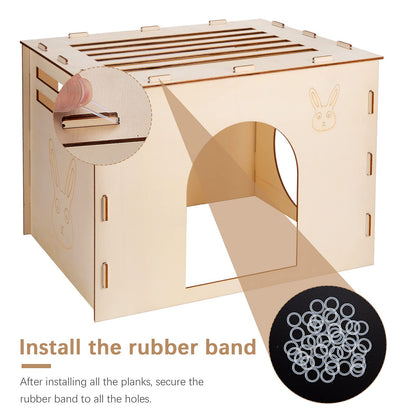 Woiworco Wooden Rabbit Hideout Castle, Rabbit Houses and Hideouts, Wooden Rabbit Bunny Hideout for Indoor Bunnies Chinchilla, Hamsters and Guinea - WoodArtSupply