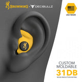 Browning Hearing Protection for Shooting by Decibullz Custom-Molded Earplugs, 31-Decibel Noise Reduction Rating (NRR), Includes Lanyard and Travel Decibullz