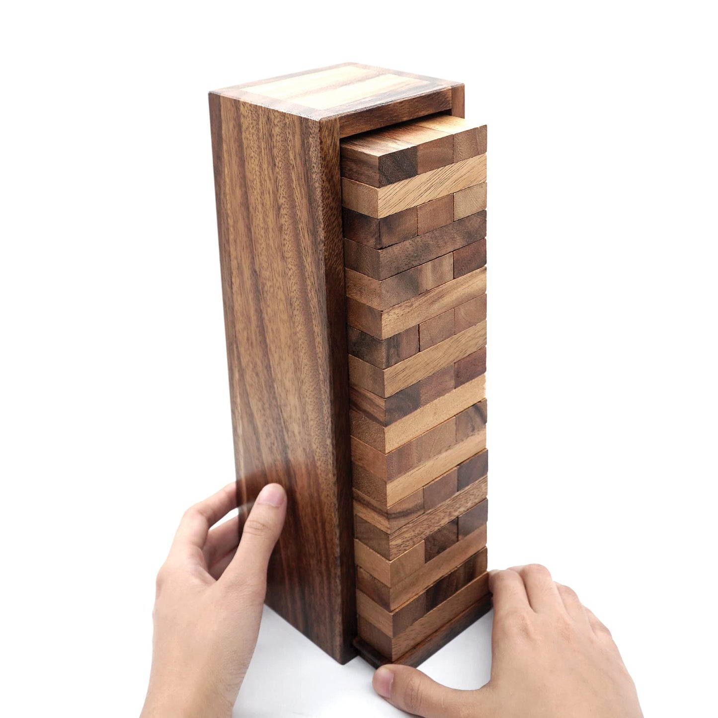 BSIRI Wood Tumbling Tower Game - Ideal for Party Games, Camping Games, Outdoor Games for Adults and Family, Classic Stacking Block Games for