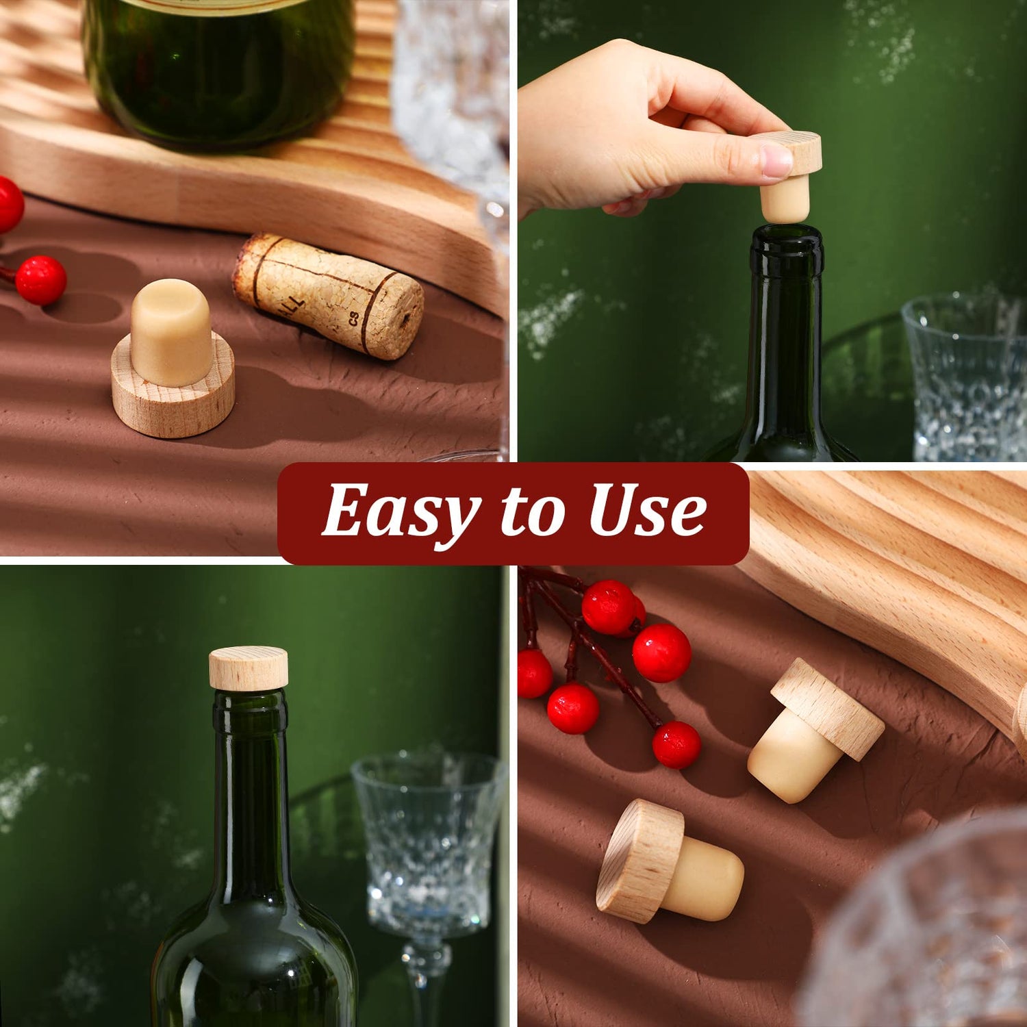 Wine Bottle Corks T Shaped Cork Plugs for Wine Cork Wine Stopper Reusable Wine Corks Wooden and Rubber Wine Stoppers Bottle Stoppers Sealing Plug Yalikop