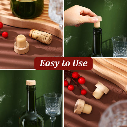 Wine Bottle Corks T Shaped Cork Plugs for Wine Cork Wine Stopper Reusable Wine Corks Wooden and Rubber Wine Stoppers Bottle Stoppers Sealing Plug - WoodArtSupply