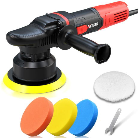 AOBEN Car Buffer Polisher,6 inch Dual Action Polisher,Random Buffer Polisher kit with 6 Variable Speed 1000-4500rpm,Detachable Handle,4 Buffing Pads AOBEN