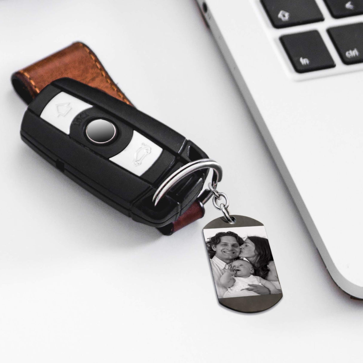 Queenberry Two Sides Personalized Text Name Laser Engraving Stainless Steel Custom Dog Tag Key Chain - Handmade Queenberry