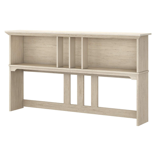 Bush Furniture Salinas 60W Desk Hutch with Shelf Storage in Antique White - WoodArtSupply