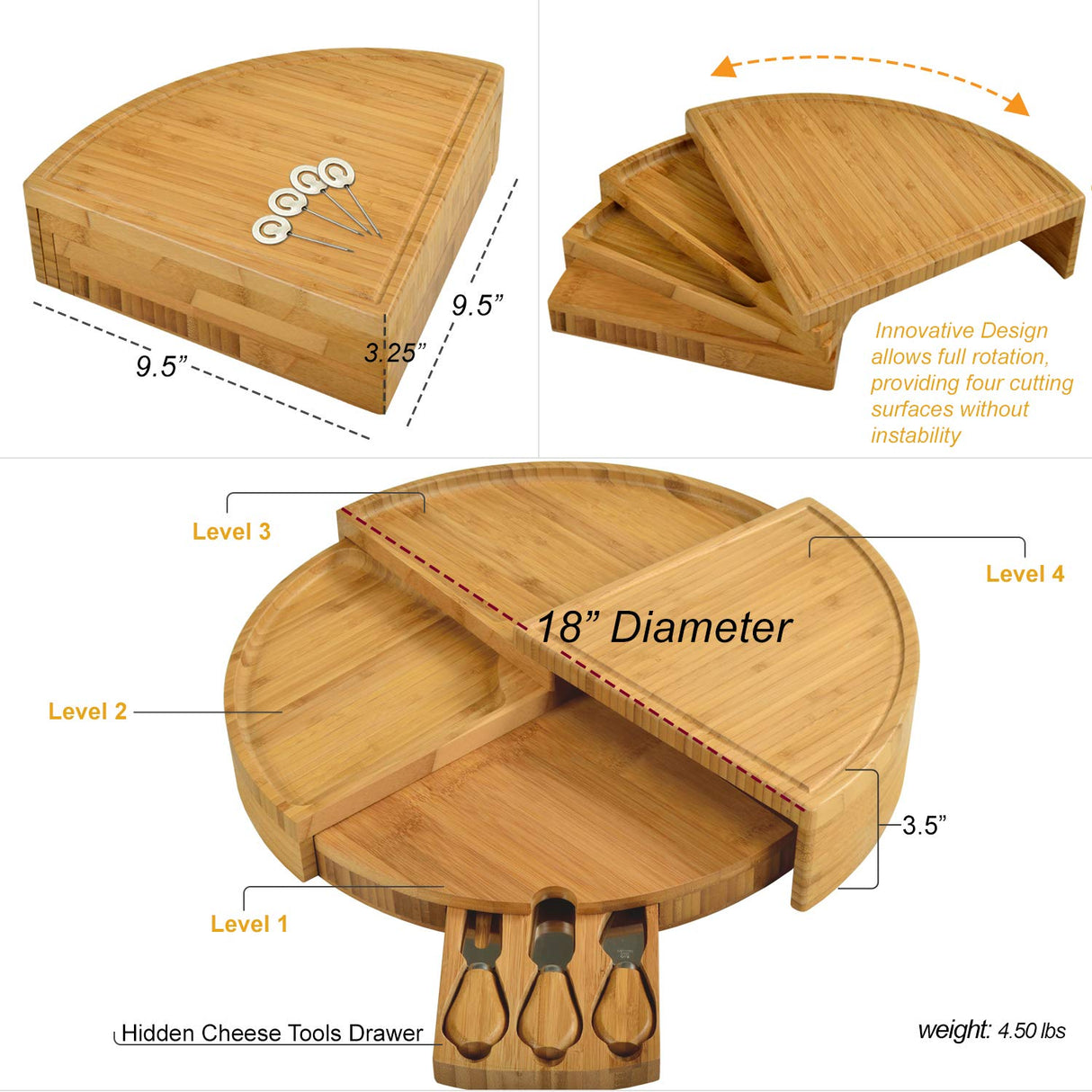 Picnic at Ascot Delux Custom Engraved Bamboo Cheese/Charcuterie Cutting Board - Patented Design - Quality Assured Picnic at Ascot