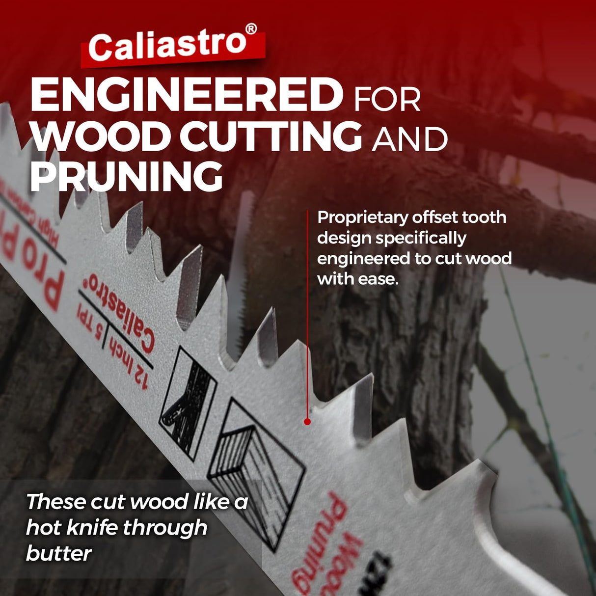 Caliastro 12-Inch Wood Pruning Saw Blades for Reciprocating/Sawzall Saws - 5 Pack Caliastro
