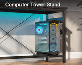 Coleshome 66" L Shaped Gaming Desk with Outlet, L Shaped Desk with CPU Stand, Corner Computer Desk, Home Office Desk, Writing Desk, Black Coleshome