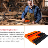 Tonmp 7 Piece Orange Hand Sanding Block Set, Rectangle Handheld Sanding Pad, Hook and Loop Interchangeable Assorted Shapes for Sanding or Polishing Tonmp