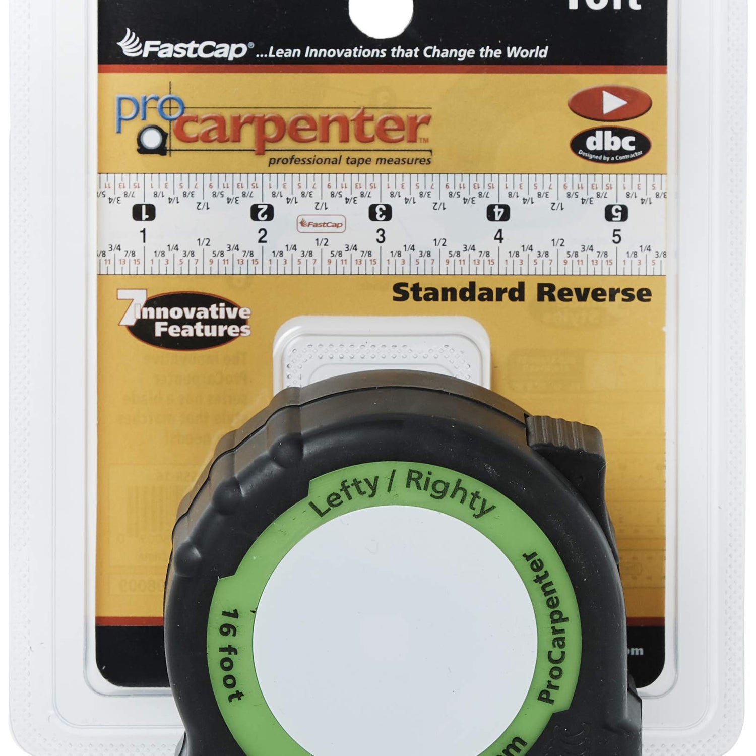 FastCap PSSR-16 16 Foot Pro Carpenter Standard Reverse Measuring Tape FastCap