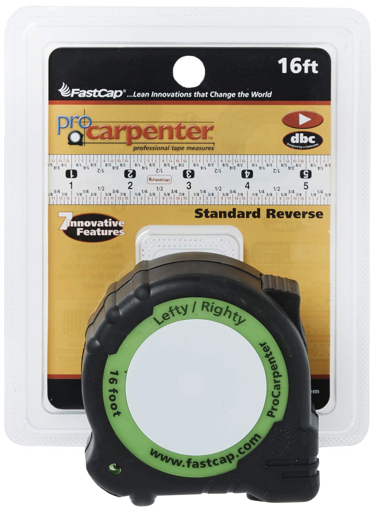 FastCap PSSR-16 16 Foot Pro Carpenter Standard Reverse Measuring Tape FastCap