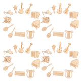 Operitacx 100pcs Unfinished Wood Ornaments Music Notes Wood Cutouts Music DIY Craft Embellishments Music Instrument Shape Unfinished Wood Decoration Operitacx