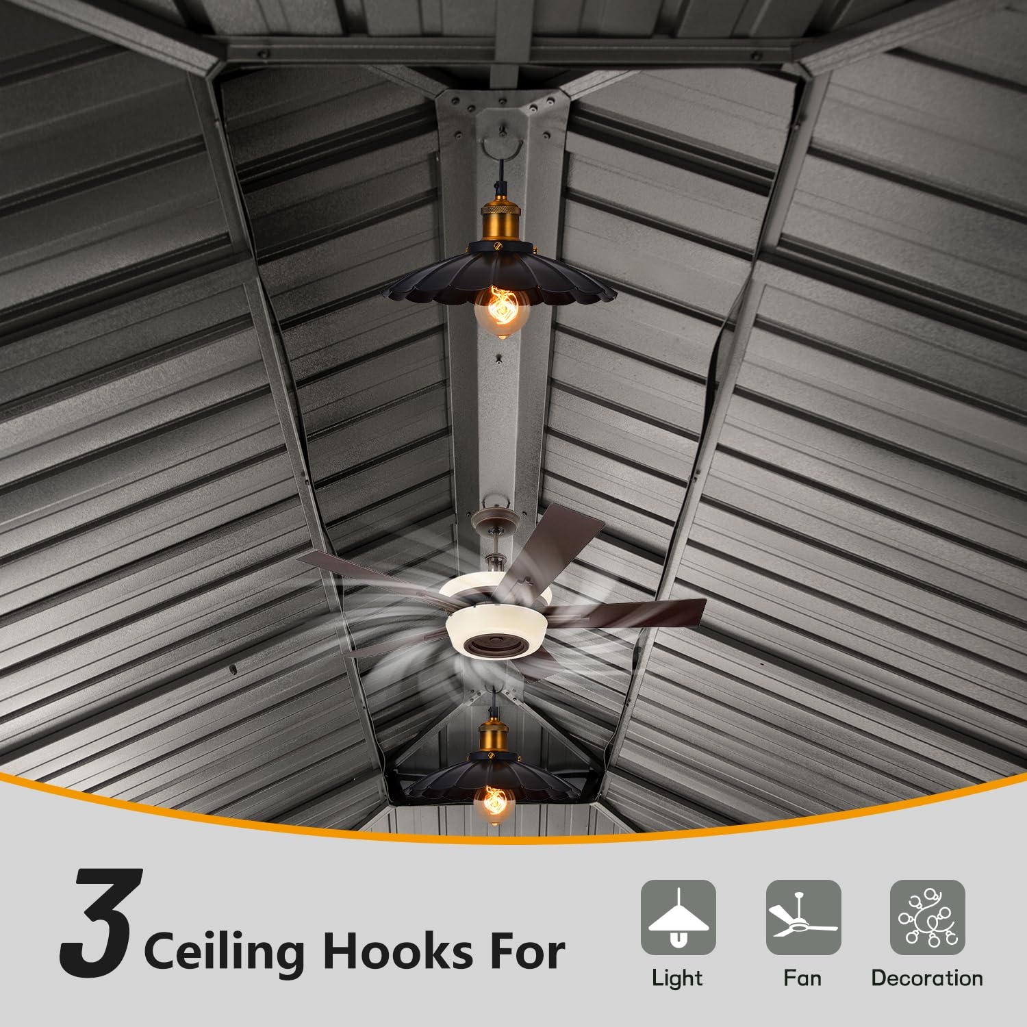 Domi 12x20FT Hardtop Gazebo, Aluminum Outdoor Gazebo with Galvanized Steel Double Roof Canopy, Drainage Gutters, Curtain and Netting, Metal Gazebo domi outdoor living