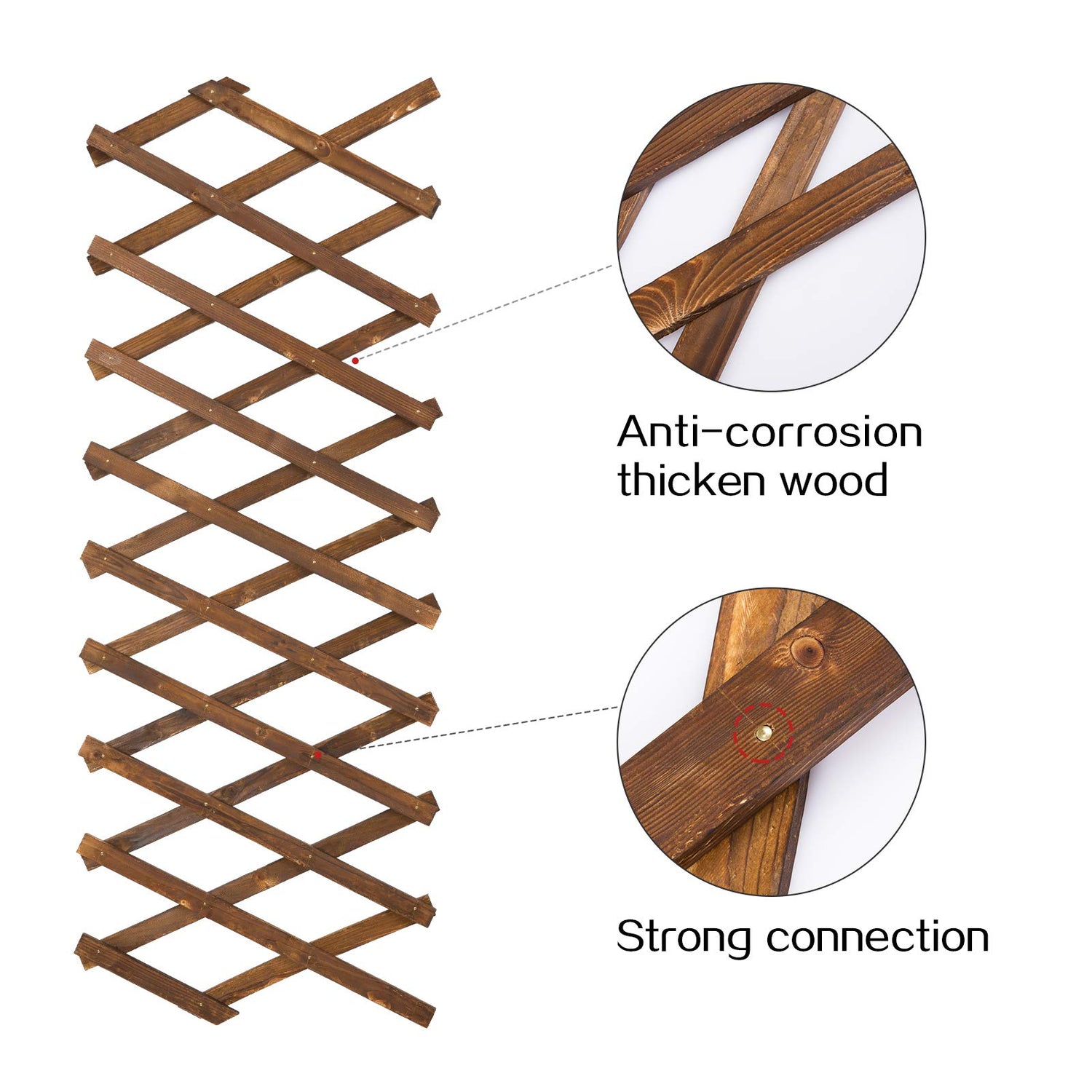 Pack of 2 Wooden Lattice Wall Planter- Extra Thick Expandable Plant Climb Hanging Frame Trellis Plant Support Fence Indoor Air Plant Vertical Rack ANPHSIN