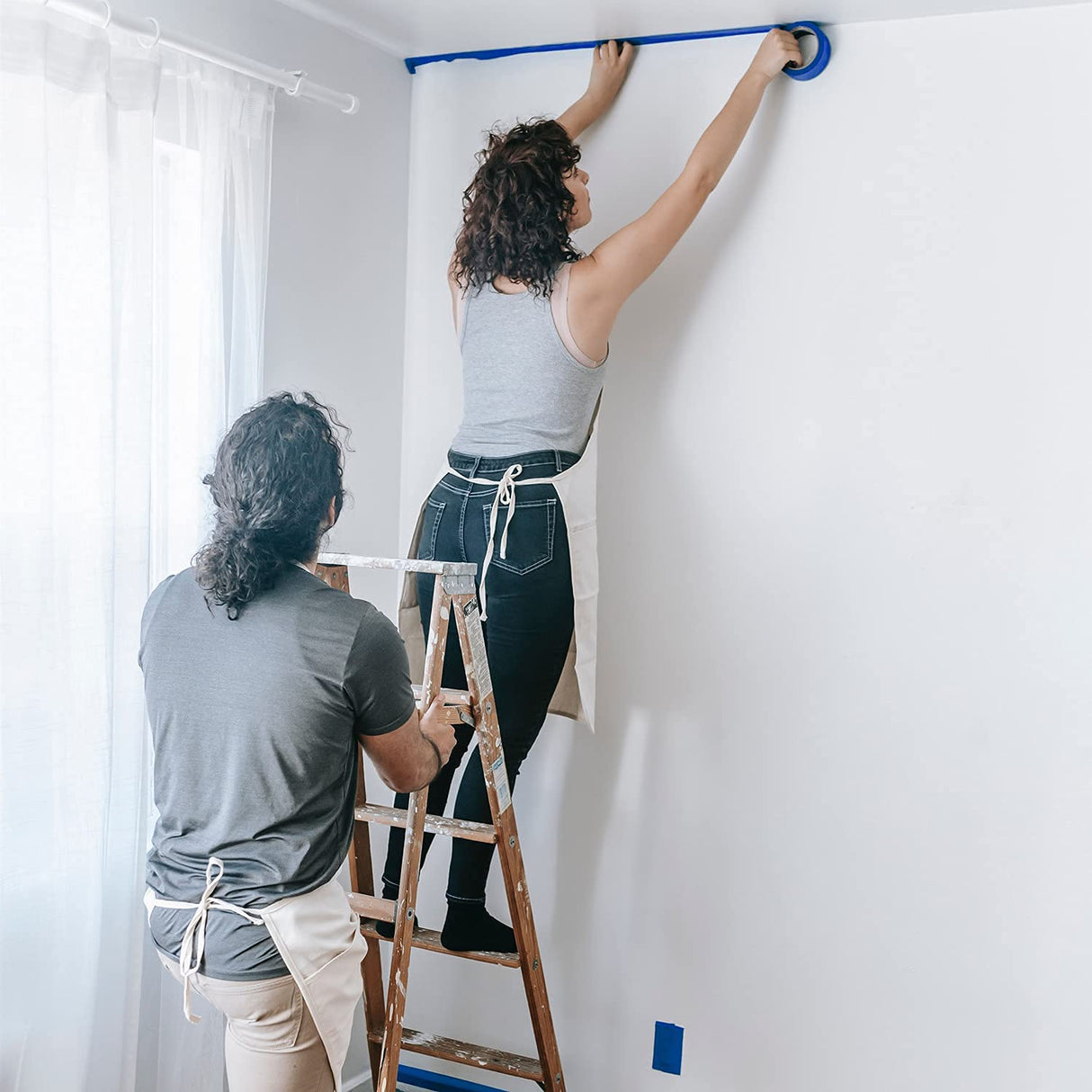 COSIMIXO Blue Original Multi-Surface Painter's Tape,0.94 inches x 60 Yards 6 Rolls Residue Free Wall Painting Blue Masking Tape with Sharp Lines COSIMIXO