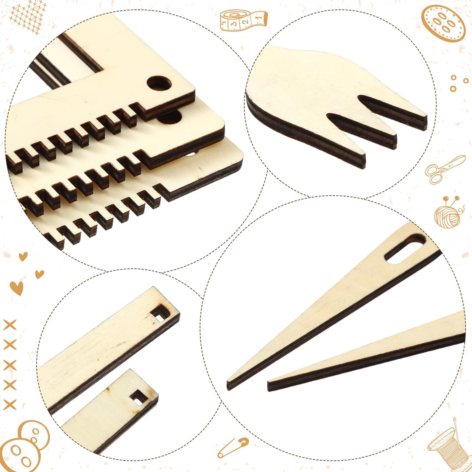 Thyle 6 Sets Rectangle Weaving Loom Kit 5.3 x 7.8'', 7.9 x 11.8'' Wood Weaving Loom with Needles and Tools DIY Looms for Weaving Kids Adult Beginners Thyle