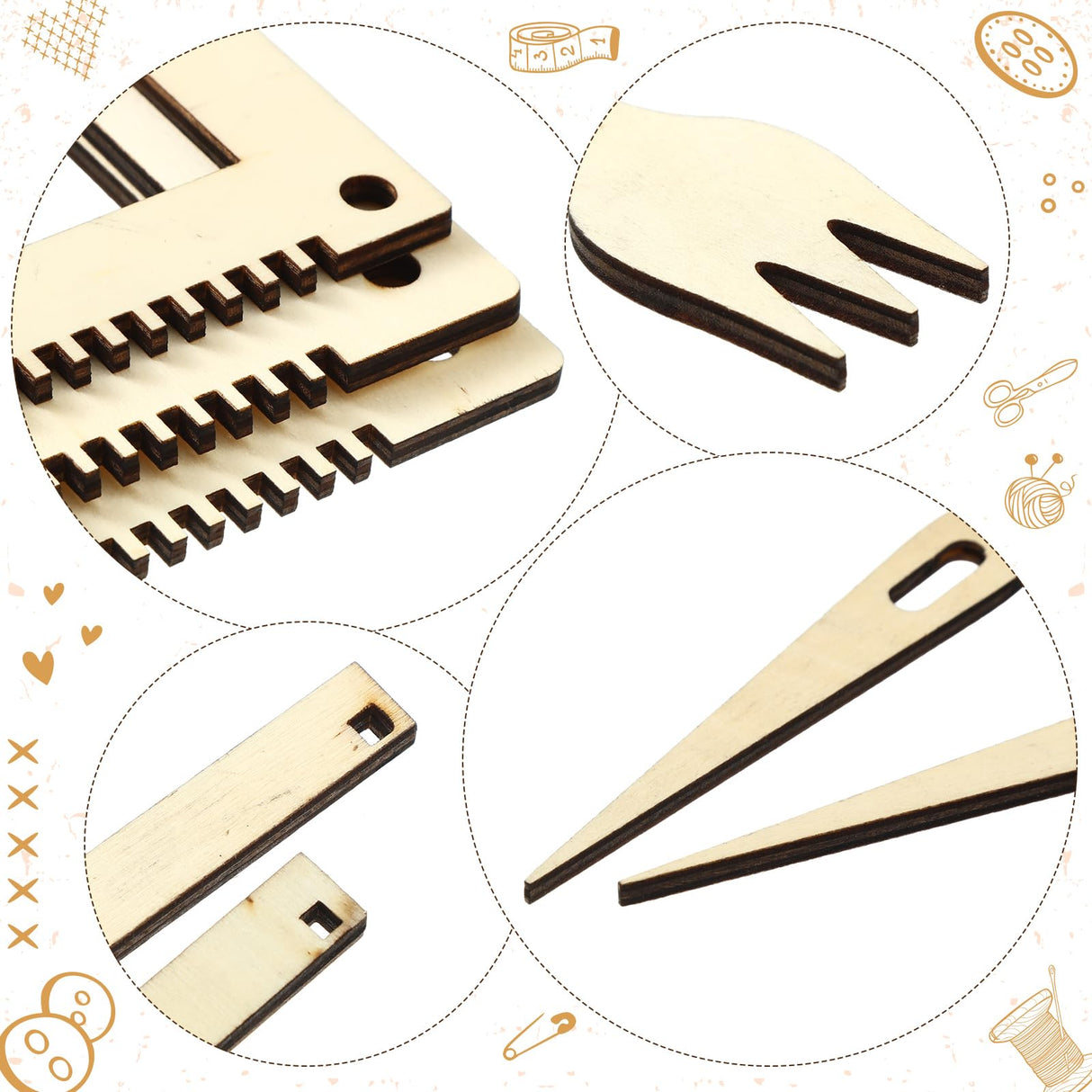 Thyle 6 Sets Rectangle Weaving Loom Kit 5.3 x 7.8'', 7.9 x 11.8'' Wood Weaving Loom with Needles and Tools DIY Looms for Weaving Kids Adult Beginners Thyle