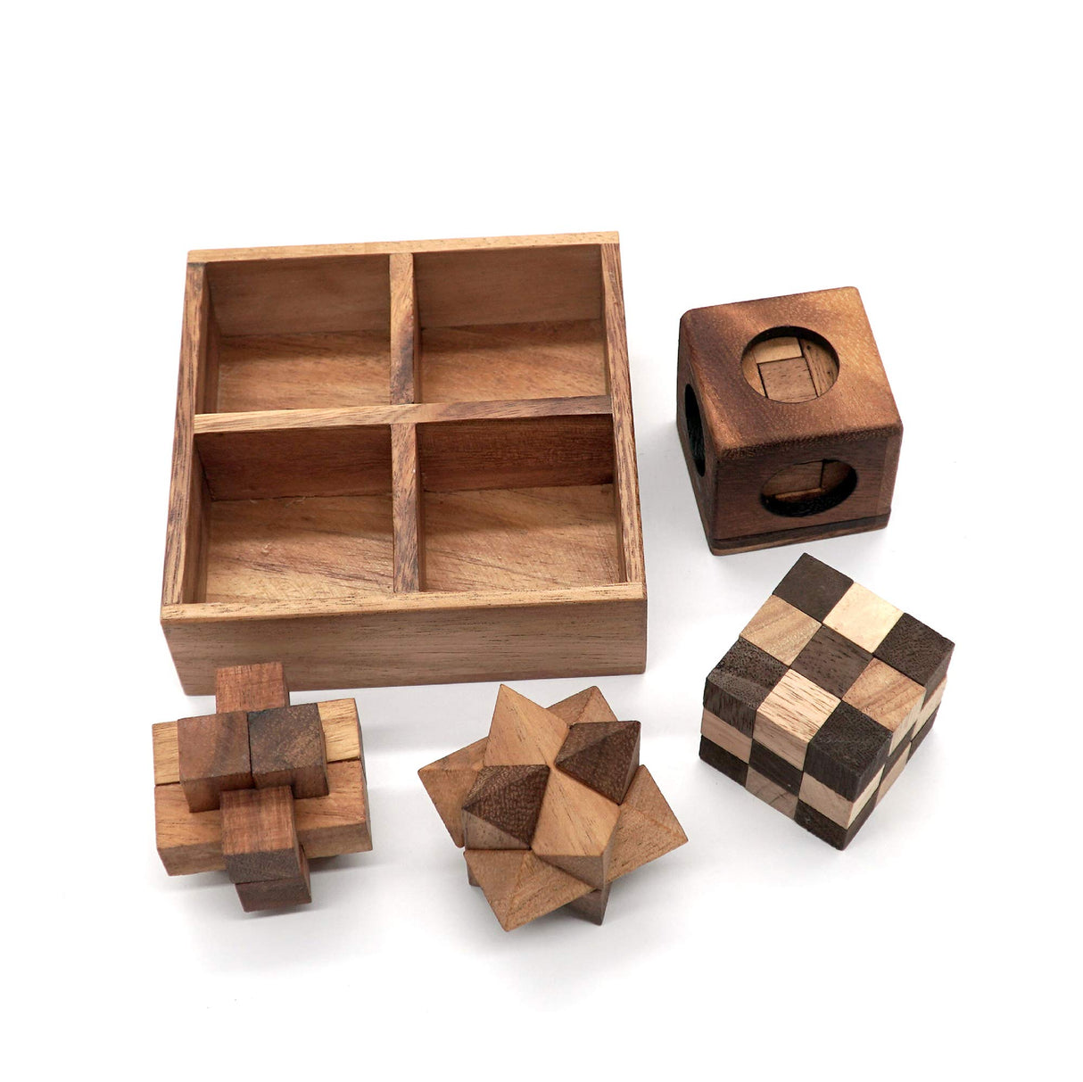 BSIRI 4-in-1 Wooden Puzzle Box Set – Challenging 3D Brain Teasers for Adults BSIRI