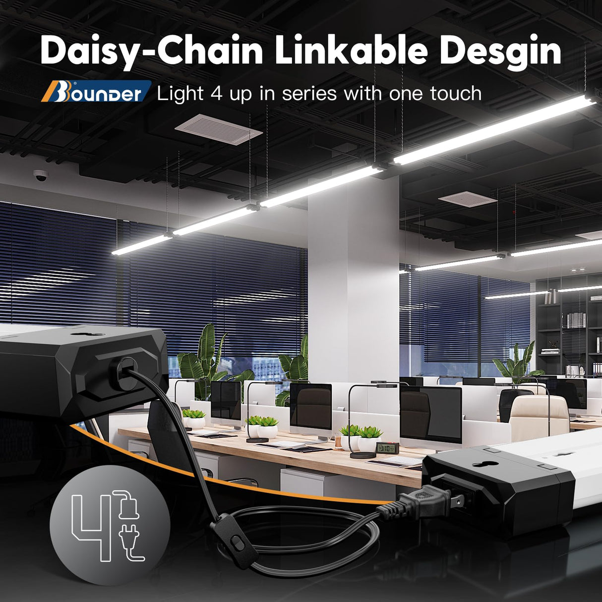 BBOUNDER 12 Pack Linkable LED Shop Light with Reflector, Super Bright 6500K Cool Daylight, 4400 LM, 4 FT, 48 Inch Integrated Fixture for Garage, 40W BBOUNDER
