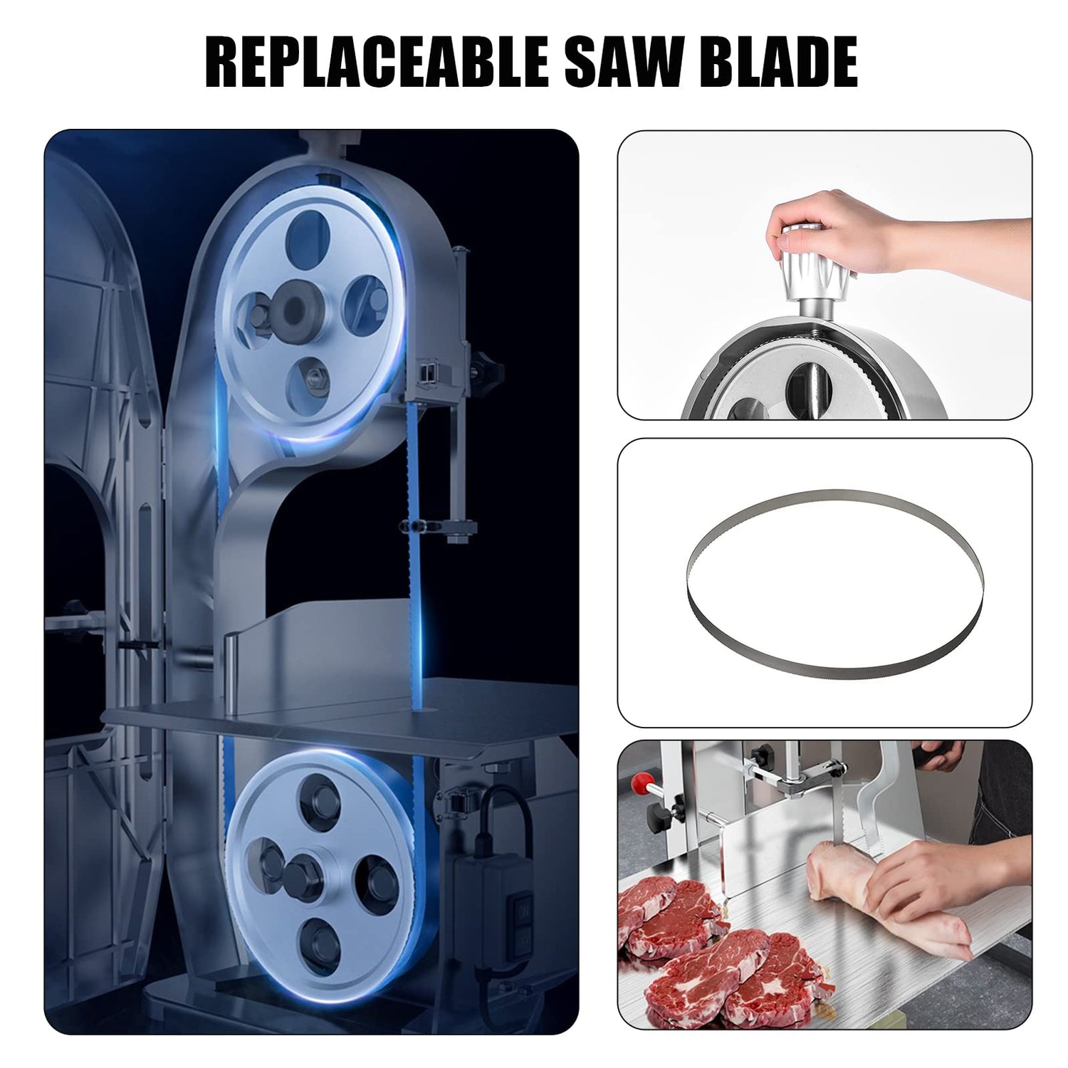 Cbiao Bone Saw Machine 14.9" x 18.8" Workbench,1500W Electric Frozen Meat Cutter Saw,Bone Commercial Meat Bandsaw For Butchering,Max Cutting Height Chbiao