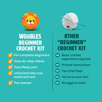 The Woobles Beginners Crochet Kit with Easy Peasy Yarn as seen on Shark Tank - with Step-by-Step Video Tutorials - Pierre The Penguin - WoodArtSupply