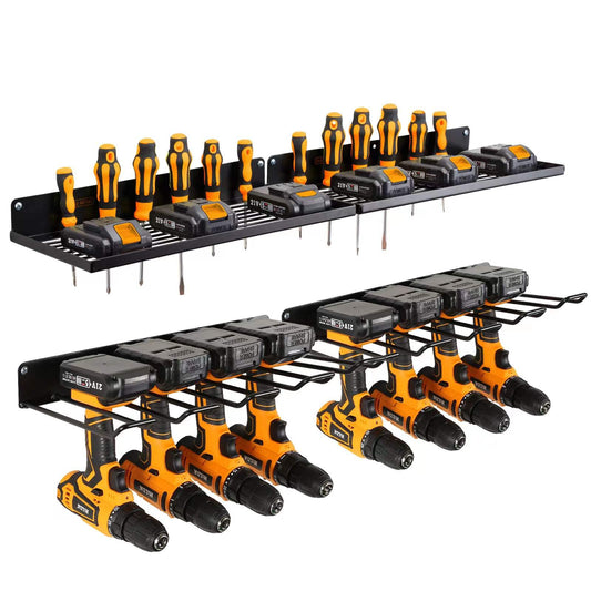 UU-Major Power Tool Organizer with Charging Station,Drill Holder Wall Mount,Garage Storage Shelves for Organization,Heavy Duty Pegboard Wall - WoodArtSupply