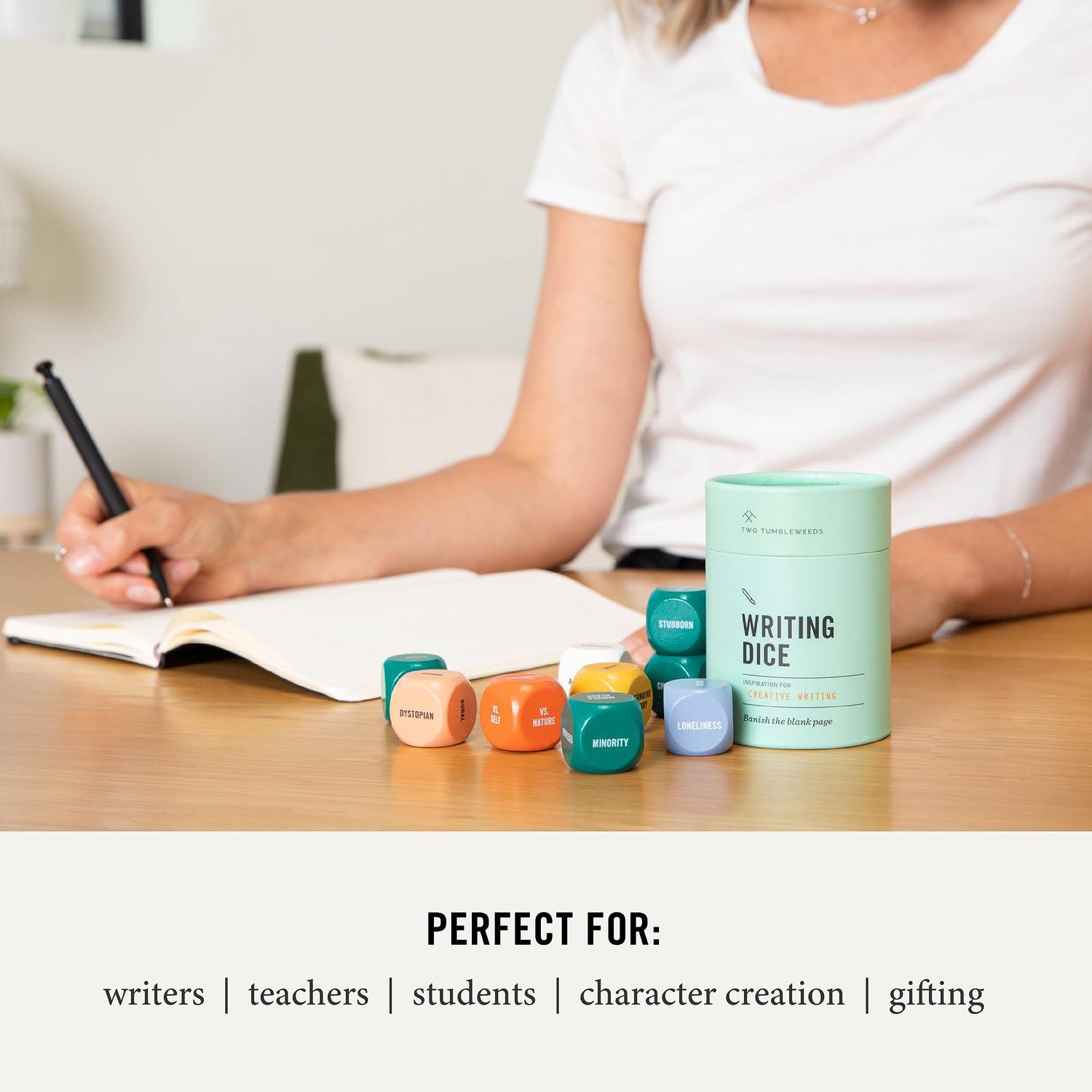 Two Tumbleweeds Writing Dice - Creative Writing Game for Adults, Writers & Teachers - Set of 9 Dice for Story Inspiration - Gifts for Writers - 1+ Two Tumbleweeds