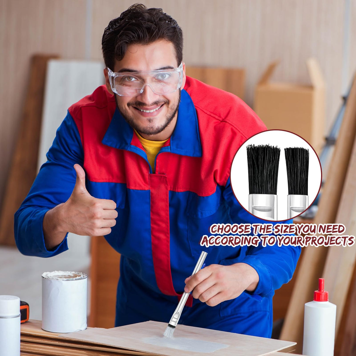 Mifoci 144 Pcs Acid Brush Bulk Boar Hair Acid Flux Brushes Epoxy Wood Glue Brush Metal Tubular Handle Disposable Glue Brushes for Woodworking Mifoci