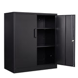 Yizosh Metal Garage Storage Cabinet with 2 Doors and 2 Adjustable Shelves - 35.5" Steel Lockable File Locking Counter Cabinet for Home Yizosh