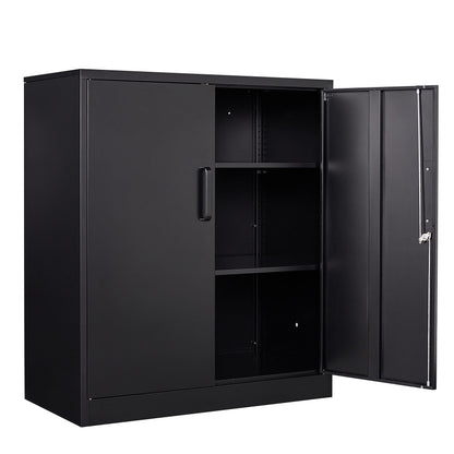 Yizosh Metal Garage Storage Cabinet with 2 Doors and 2 Adjustable Shelves - 35.5" Steel Lockable File Locking Counter Cabinet for Home