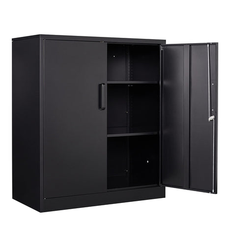 Yizosh Metal Garage Storage Cabinet with 2 Doors and 2 Adjustable Shelves - 35.5" Steel Lockable File Locking Counter Cabinet for Home Yizosh