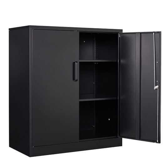 Yizosh Metal Garage Storage Cabinet with 2 Doors and 2 Adjustable Shelves - 35.5" Steel Lockable File Locking Counter Cabinet for Home - WoodArtSupply