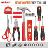 Hi-Spec 42pc Red Household DIY Small Tool Kit. Tool Box Set of Starter Basic Tools Kit for Home & Office Hi-Spec
