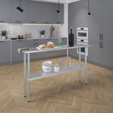 AmGood 14" X 60" Stainless Steel Work Table | Metal Kitchen Food Prep Table | NSF AmGood