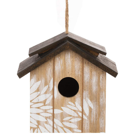 Topadorn Wooden Bird House Hanging Outdoor,Eco Friendly Materials and Decorative with Leaves Printed Topadorn