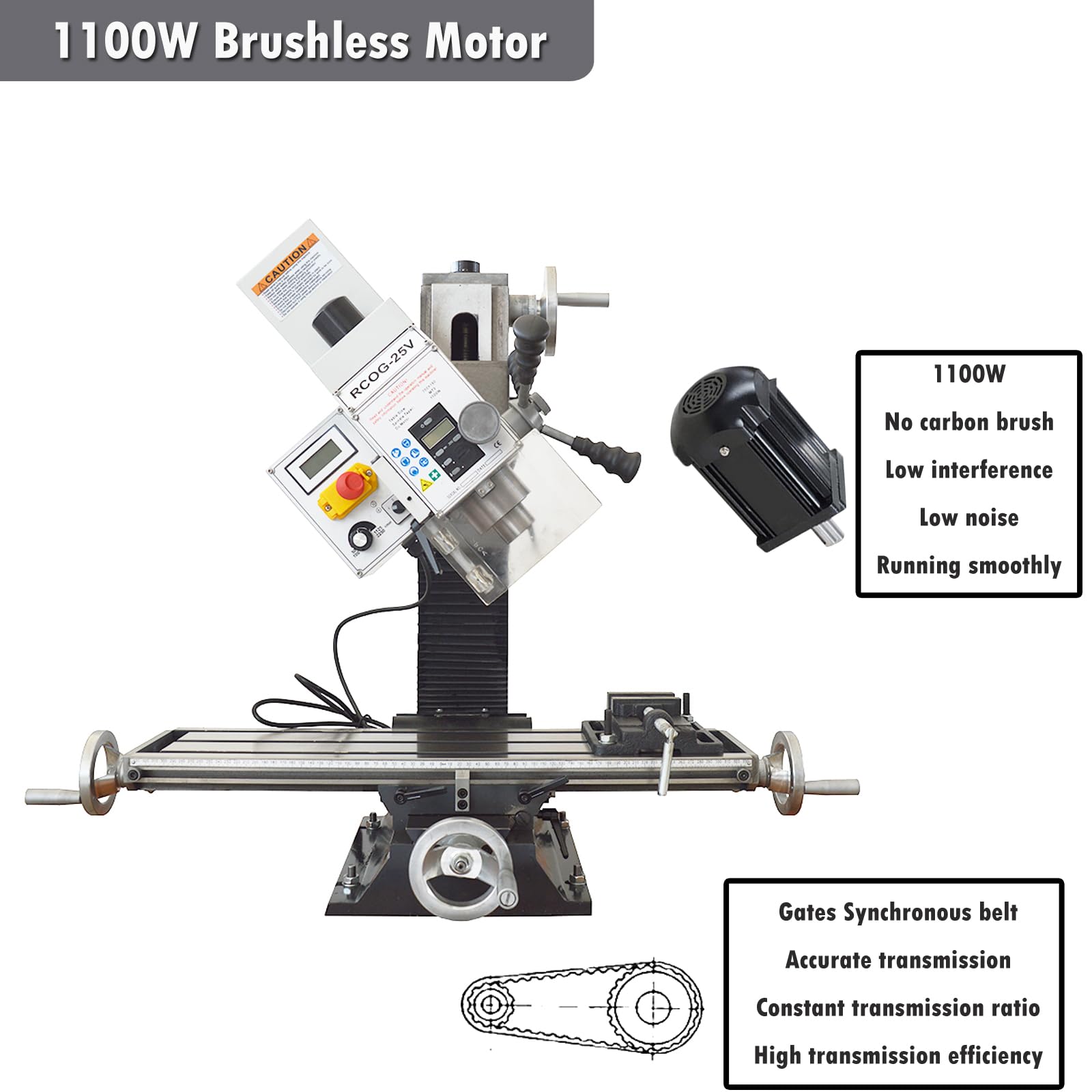 INTBUYING Milling Drilling Machine R8 Mini Benchtop Mill/Drill Machine 7"X27" Micro Milling Machine 1100W 20-2250rpm Variable Speed with Accessory R8 - WoodArtSupply