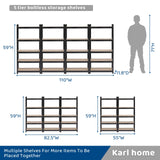 Karl home Garage Shelving Heavy-Duty, 5-Tiers Wide Size Adjustable Metal Shelving Unit Utility Rack Organization for Garage Pantry Basement, Karl home