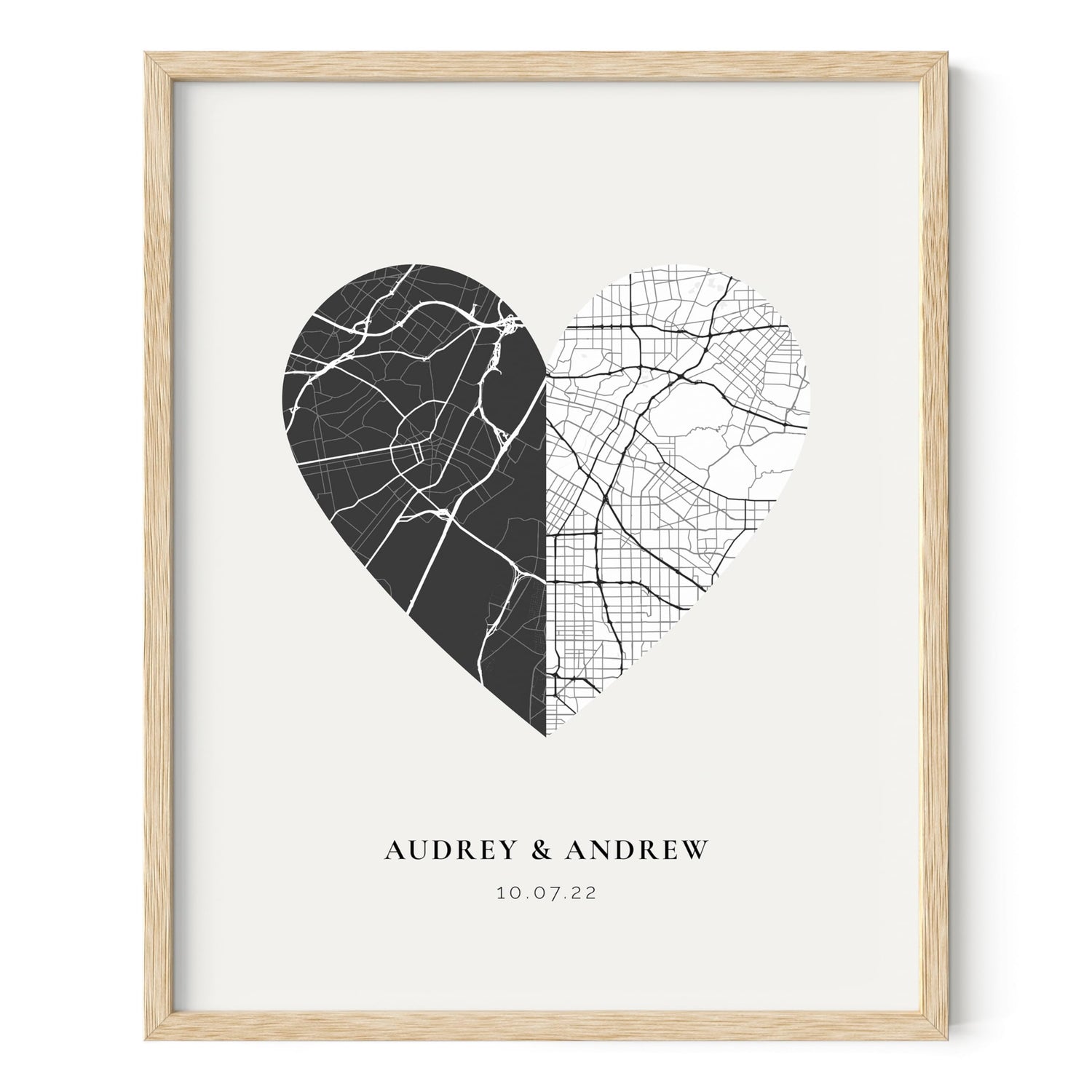 HAUS AND HUES Custom Heart Shaped Map Poster - Personalized Gift for Him & Her - Unique Couples Poster - Gift for Wedding, Newlyweds, Anniversary, HAUS AND HUES