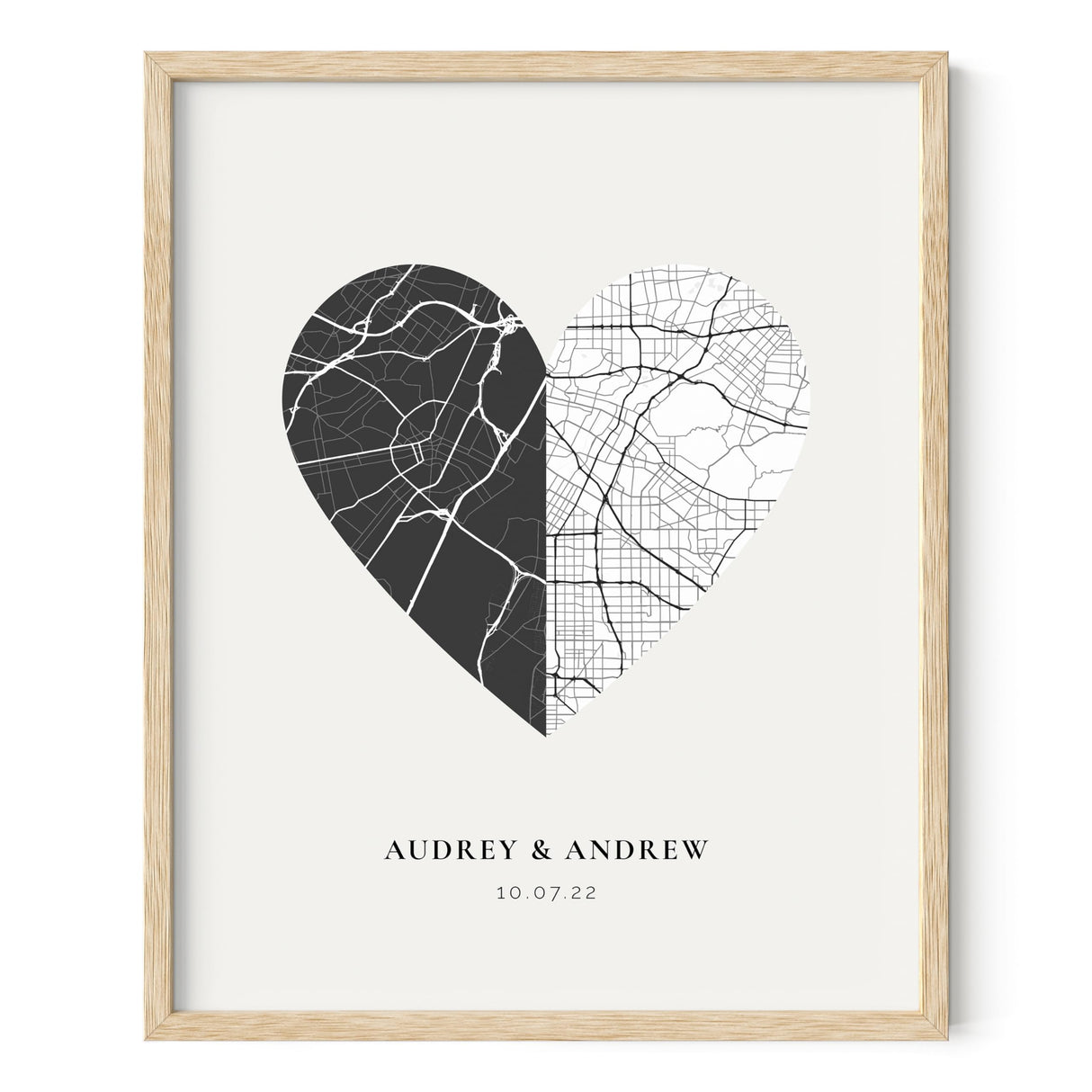 HAUS AND HUES Custom Heart Shaped Map Poster - Personalized Gift for Him & Her - Unique Couples Poster - Gift for Wedding, Newlyweds, Anniversary, HAUS AND HUES