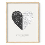 HAUS AND HUES Custom Heart Shaped Map Poster - Personalized Gift for Him & Her - Unique Couples Poster - Gift for Wedding, Newlyweds, Anniversary, HAUS AND HUES