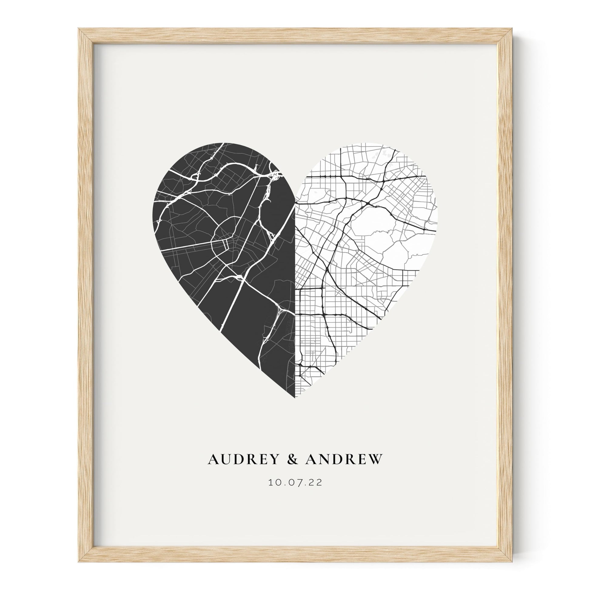 HAUS AND HUES Custom Heart Shaped Map Poster - Personalized Gift for Him & Her - Unique Couples Poster - Gift for Wedding, Newlyweds, Anniversary, - WoodArtSupply