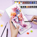 Lightwish Square Watercolor Journal,100% Cotton,300gsm/140lb,Acid-Free,24 Sheets Hot Press Watecolor Paper Sketchbook for Artists Adults Students,4.7 LIGHTWISH