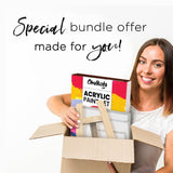 Chalkola Acrylic Paint Set for Adults & Kids - 56 Pcs Canvas Painting Kit with 32 Paints (22ml), 10 Brushes, 10 Canvases, Tabletop Easel, Palette, Chalkola