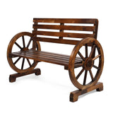 VINGLI 41" Rustic Wooden Wheel Bench - Stylish 2-Person Outdoor Patio Seat with High Capacity VINGLI