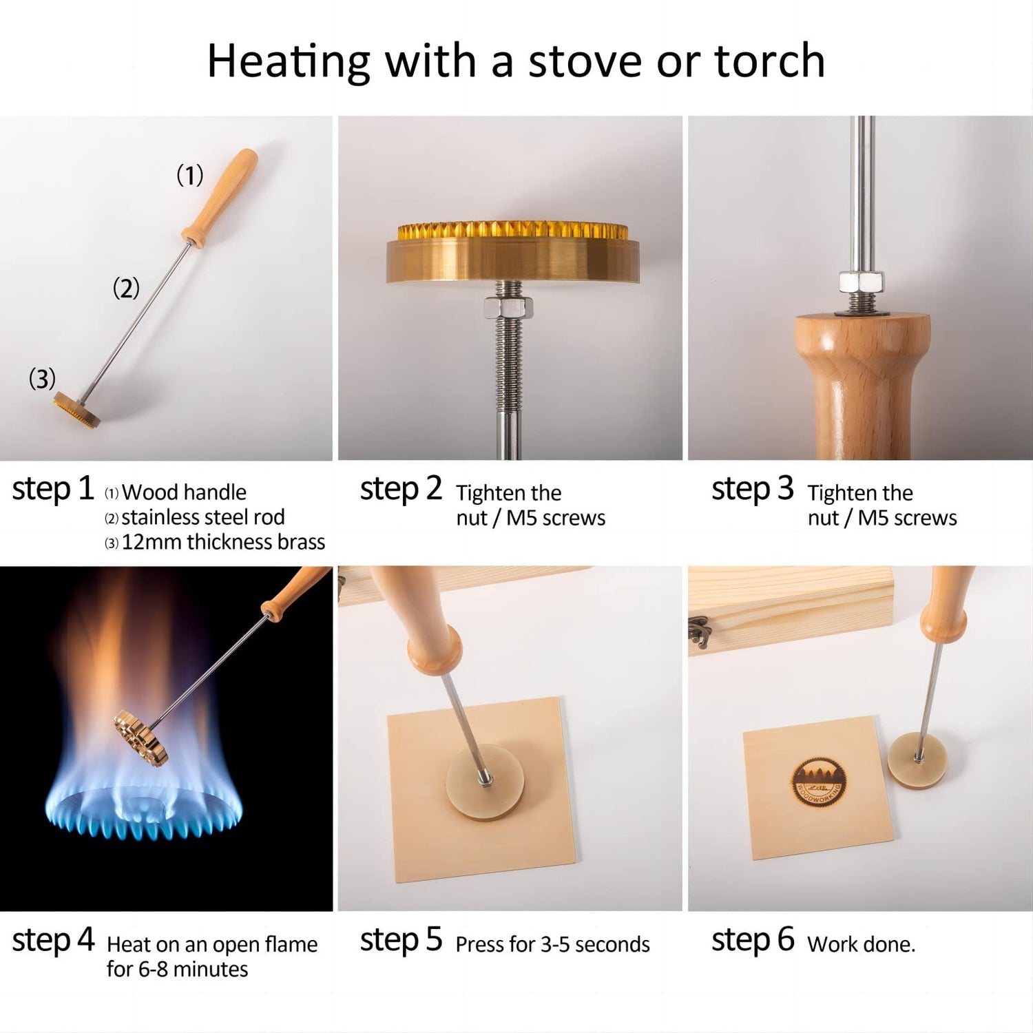 Personalised Deironply Wood Branding Iron - Custom Brass Stamp with Handle for Unique Crafting Deironply