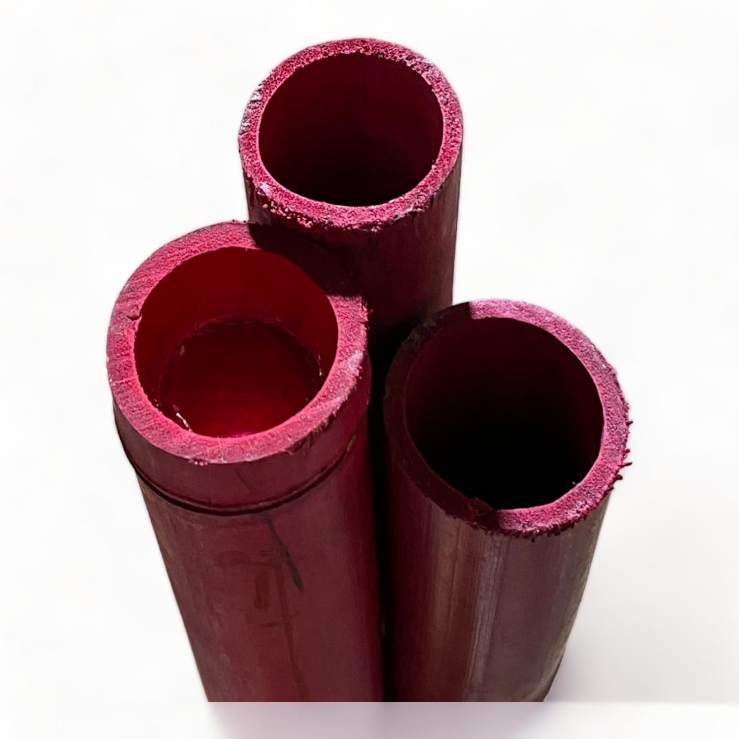 Pack of 3 Bamboo Sticks - 6 Feet Long Natural Thick Bamboo Poles - 1.5 in Diameter - Garden Stakes (Red) Empire Home